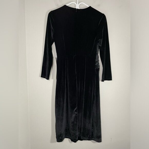 NWT Dalia Macphee Black Verlour Wrap Mini Dress size S - Picture 6 of 6
